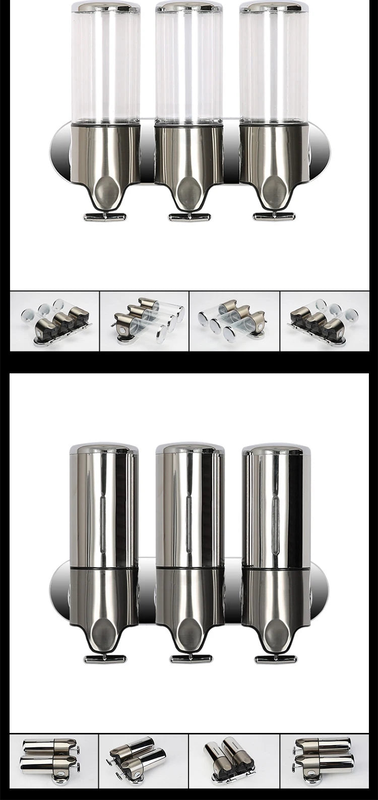 500ML Shampoo Soap Liquid Dispenser Single/Double/Triple Wall Mounted Square Manual Shower Shampoo Liquid Dispenser