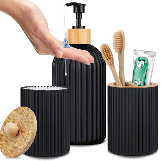 Bathroom Countertop Container Hand Soap Dispenser Cotton Ball Storage Box Toothbrush Holder