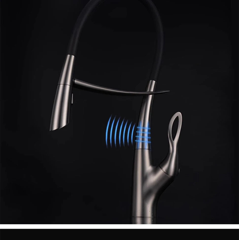 Pull Out Sensor Kitchen Faucet Single Handle Digital Display Intelligent Control