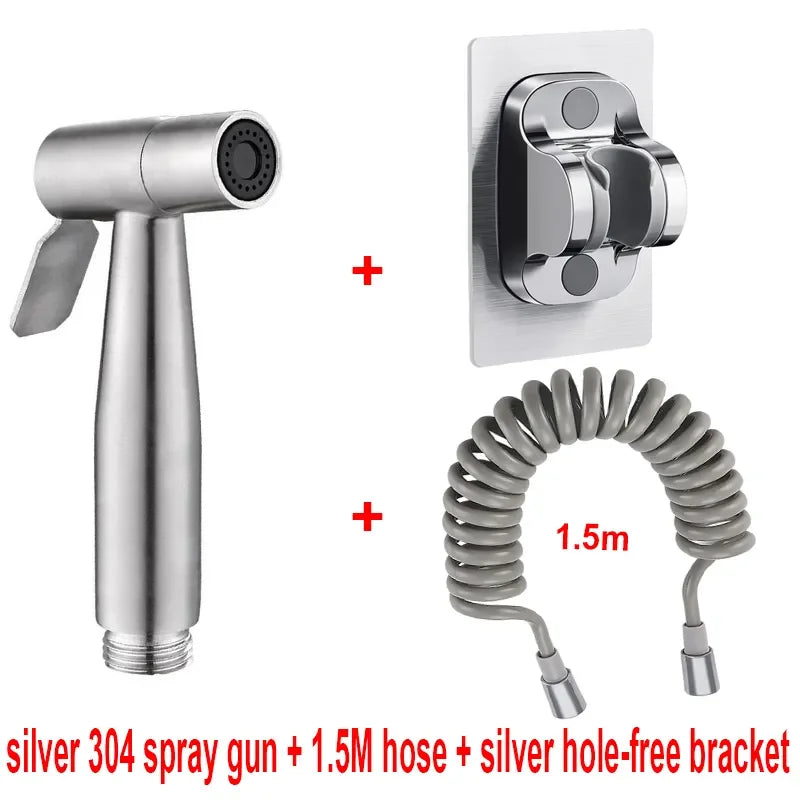 304 Stainless Steel Spray Gun Shower Handheld Bidet Sprayer Set