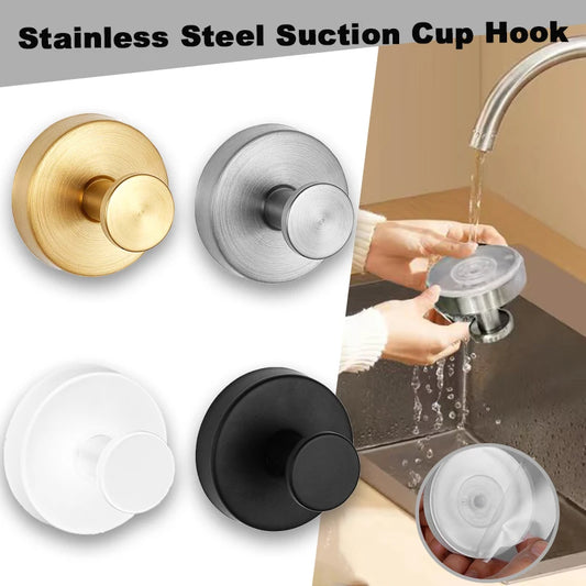 Reusable Stainless Steel Suction Cup Hook Waterproof Wall Mount Hooks Punch-free Kitchen