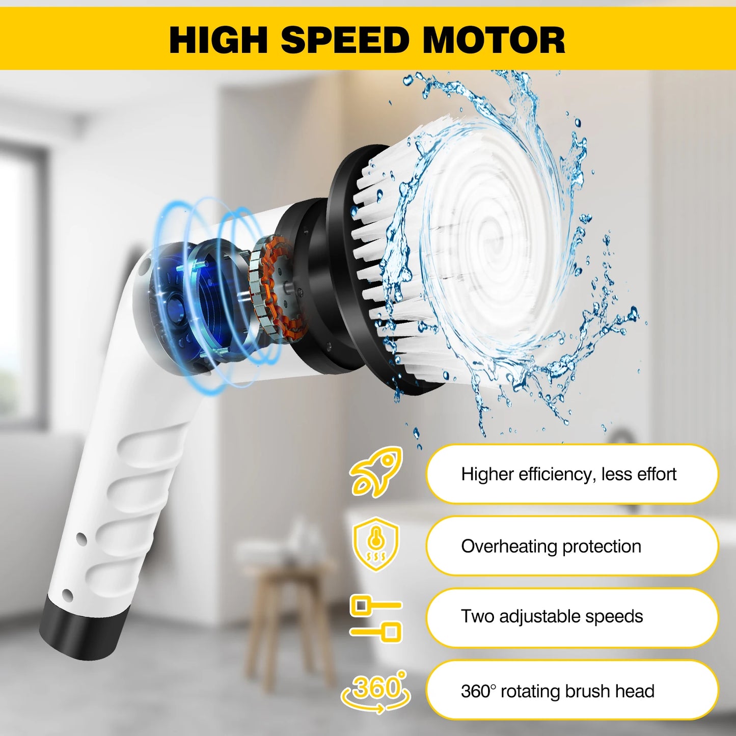 3-IN-1 Electric Cleaning Brush Multi-functional USB Rechargeable Electric Rotary Scrubber