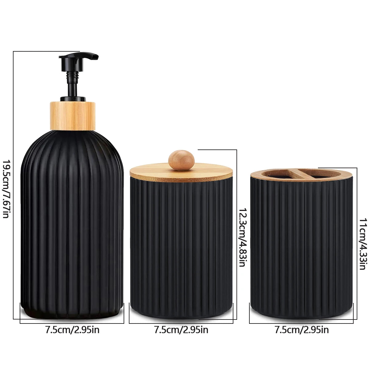 Bathroom Countertop Container Hand Soap Dispenser Cotton Ball Storage Box Toothbrush Holder