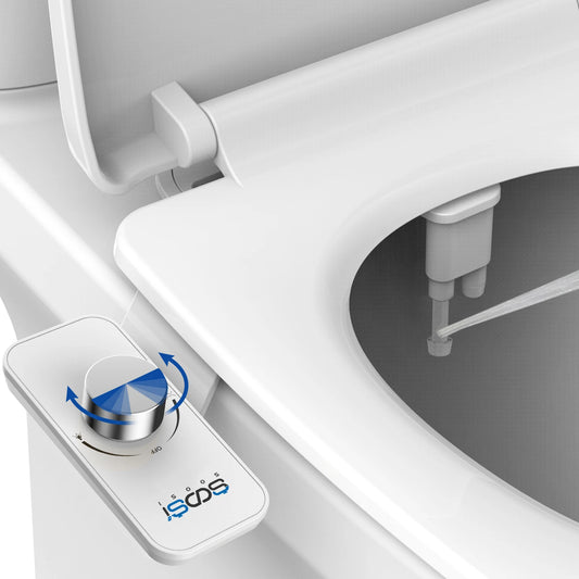 Non-Electric Bidet Toilet Seat Attachment with Pressure Controls, Retractable Self-Cleaning Dual Nozzles for Frontal & Rear Wash