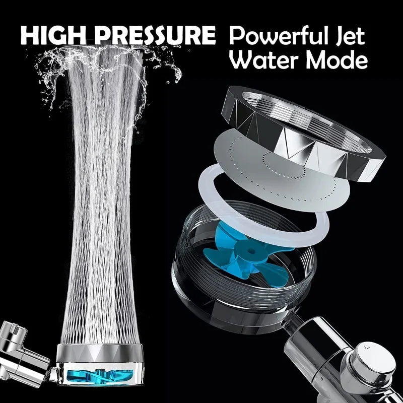 New High Pressure Shower Head Twin Turbocharged Shower Head Handheld Turbo Fan