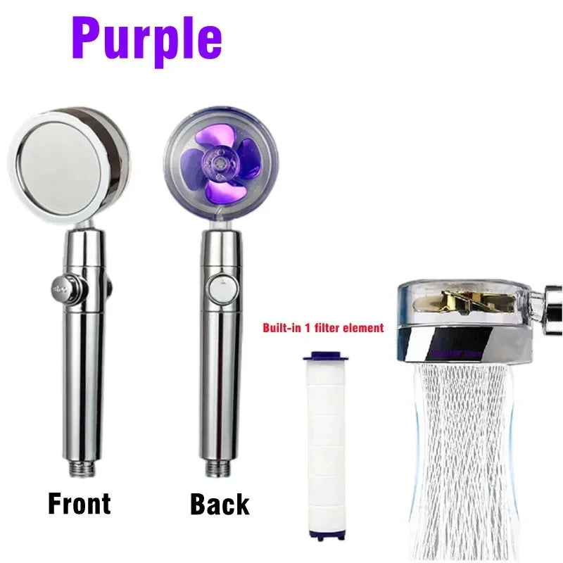New High Pressure Shower Head Twin Turbocharged Shower Head Handheld Turbo Fan