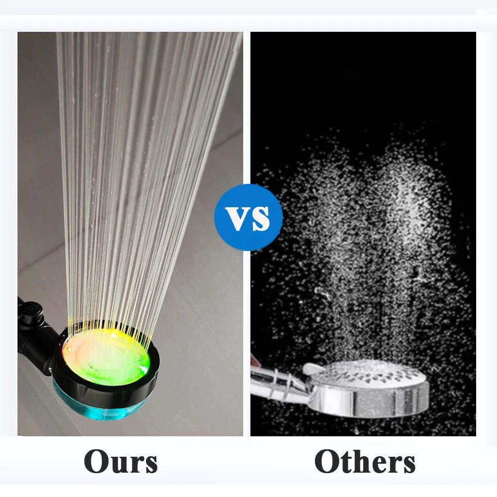 LED Digital Temperature Display Shower Head Temperature Control Colorful Fan Spray Nozzle