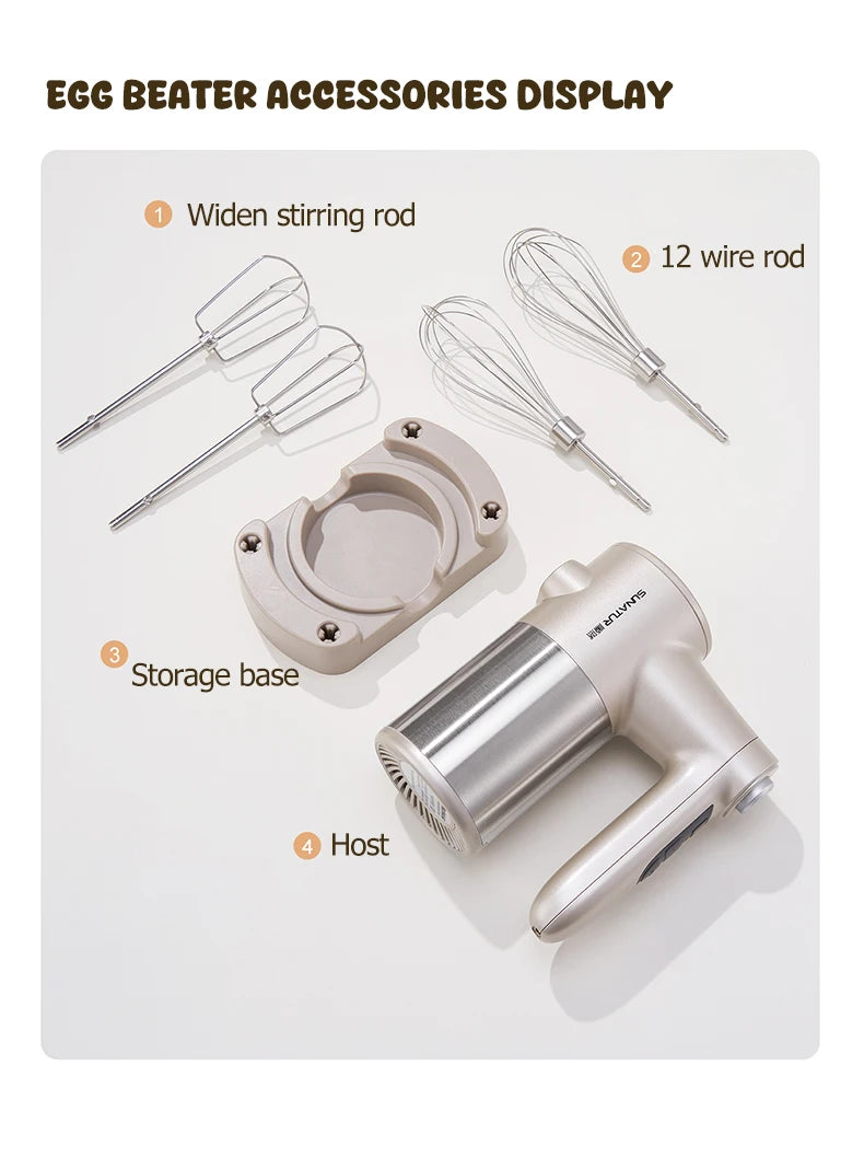 SUNATUR Handheld Electric Mixer Wireless Charging ,Egg Beater, Cream Whipper 200W power 7 - Speed