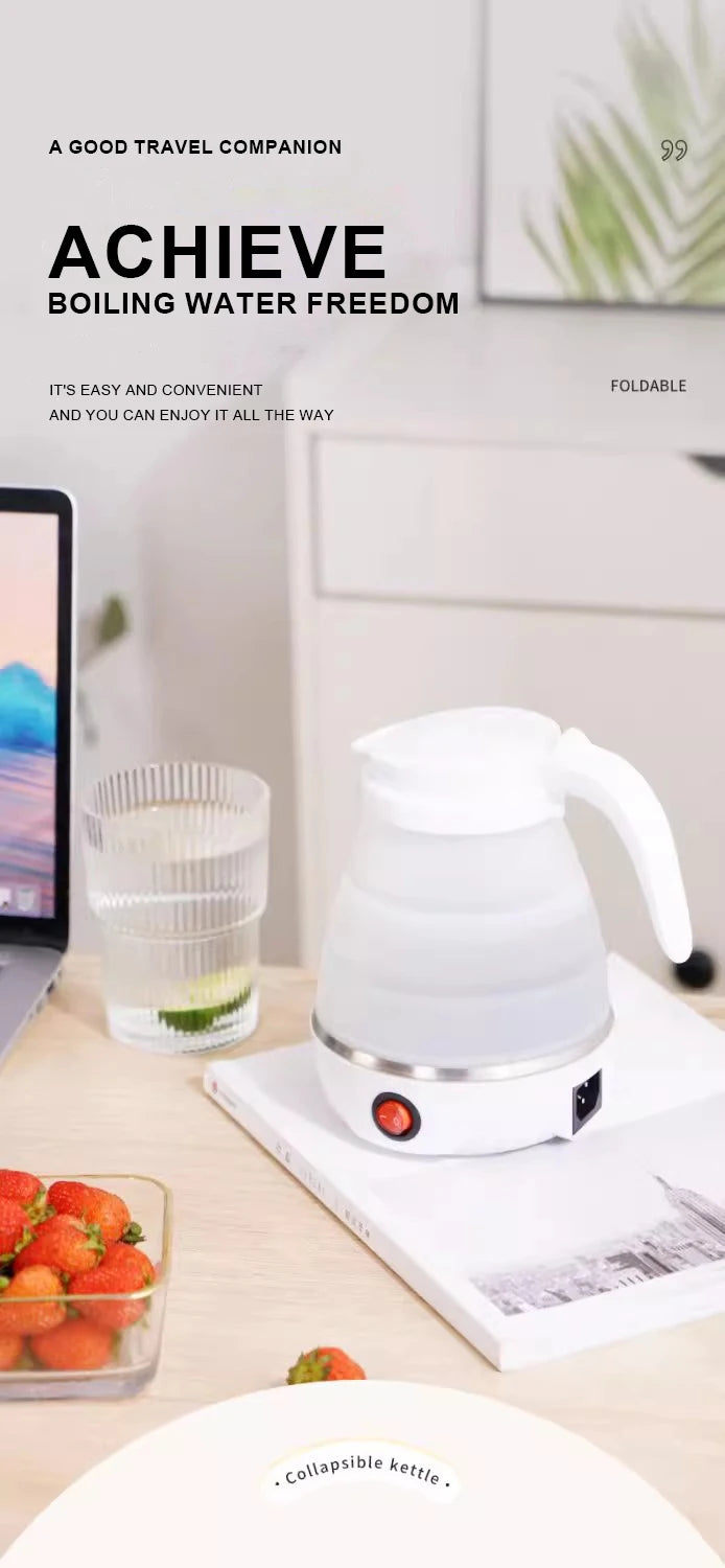 0.6L Mini Folding Kettle Portable Water Heater 600W Silicone Compression Electric Kettle