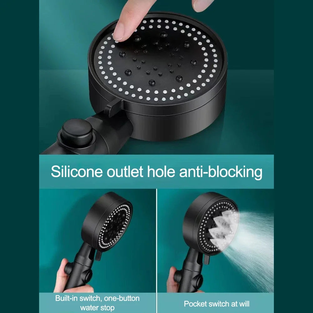 High Pressure Shower Head 5 Modes Adjustable One-Key Stop Spray Nozzle