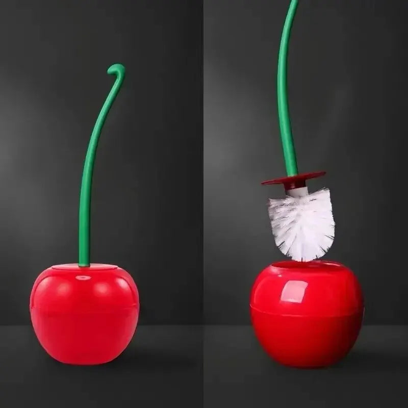Red Toilet Brush Creative Lovely Cherry Shape Lavatory Toilet Brush Holder Set