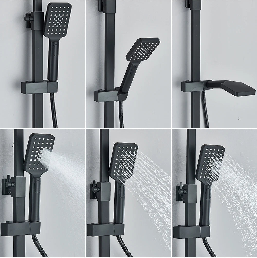 Black Golden Shower Head Rainfall , Rainfall Showerhead