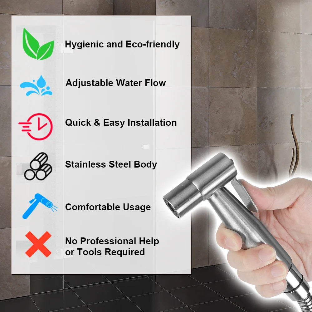 Bidet sprayer set For toilet ,hand sprayer self cleaning Hand Bidet faucet Stainless Steel