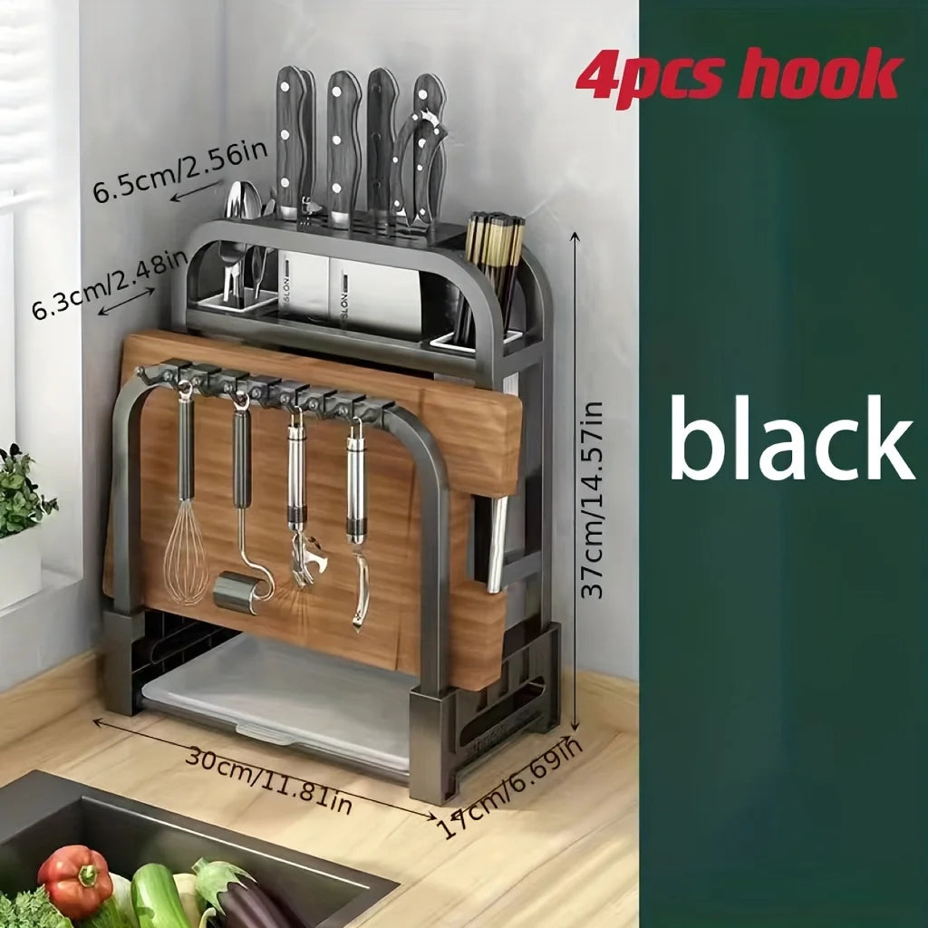 Stainless Steel Knife Holder Kitchen Rack Home Countertop Cutting Board Rack