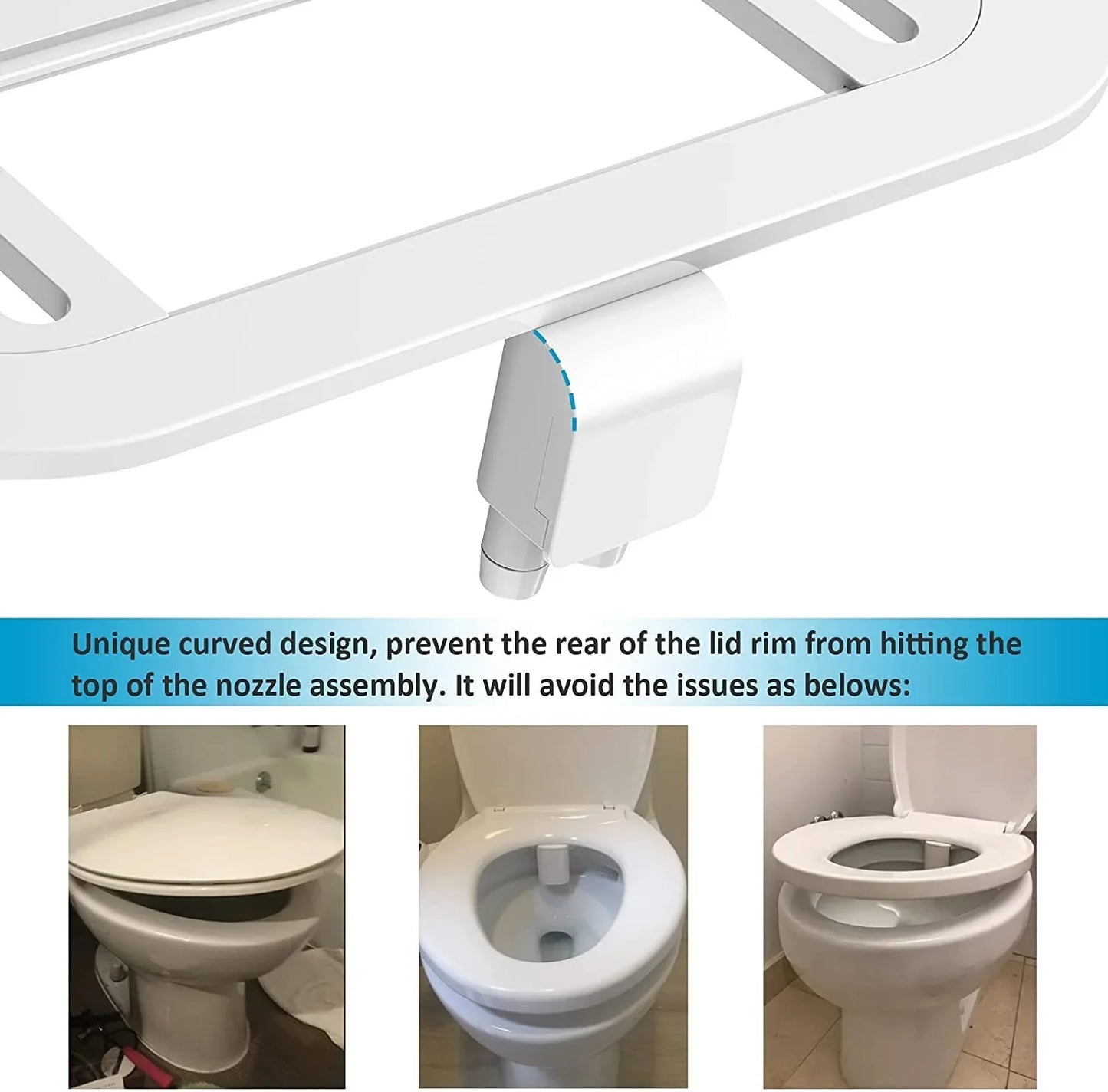 Slim Bidet Toilet Seat Attachment Non-Electric Dual Nozzle Bidet Adjustable Water Pressures