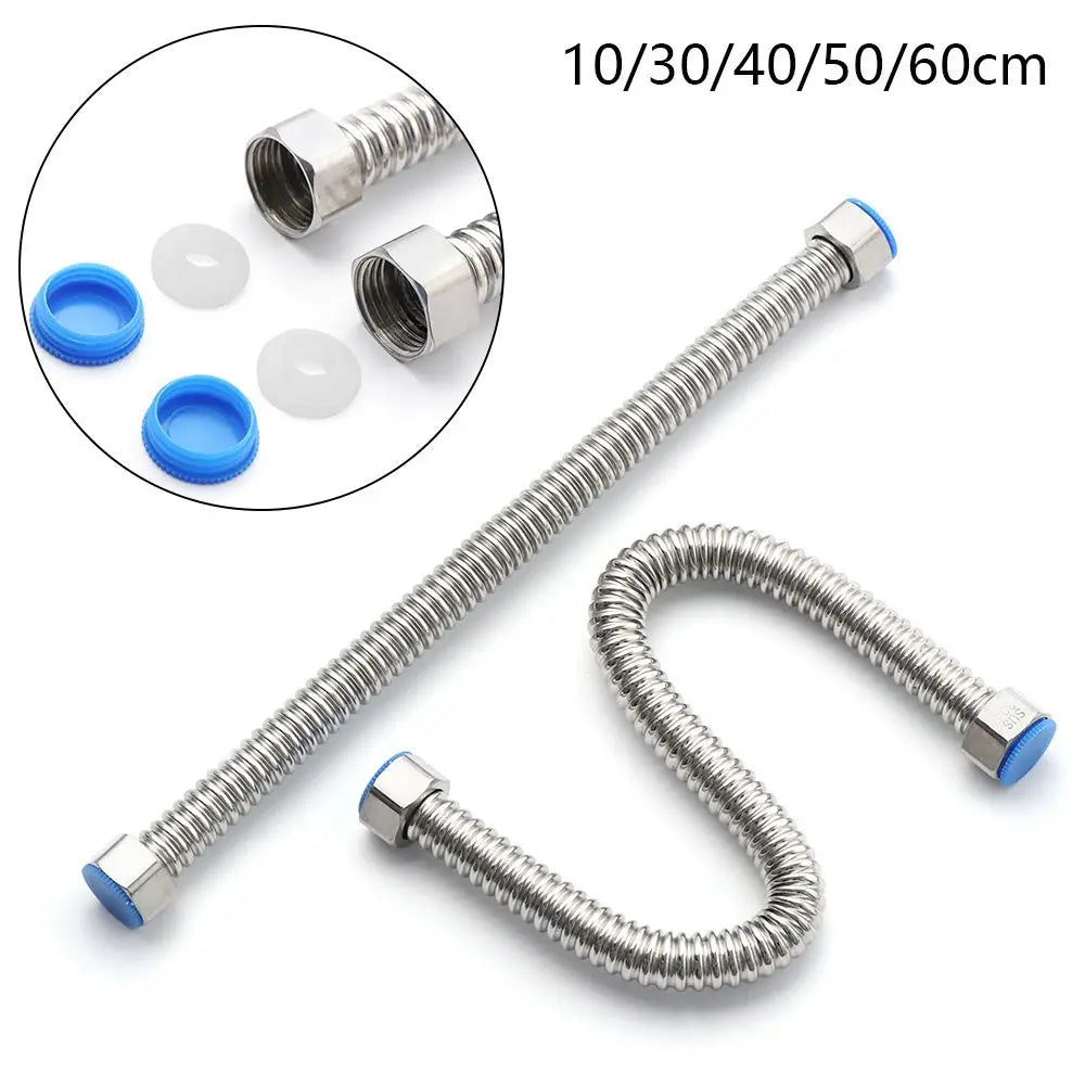 G1/2" Stainless Steel Corrugated Supply Hose Water Heater Connector Plumbing Pipe Hose Tube Thickened Extendable Hose Tube
