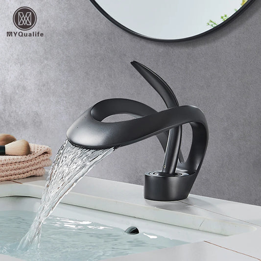 Brass New-Style Basin Faucet Bathroom Mixer Tap Hot Cold Water Deck Mounted  Luxury Sink Faucet