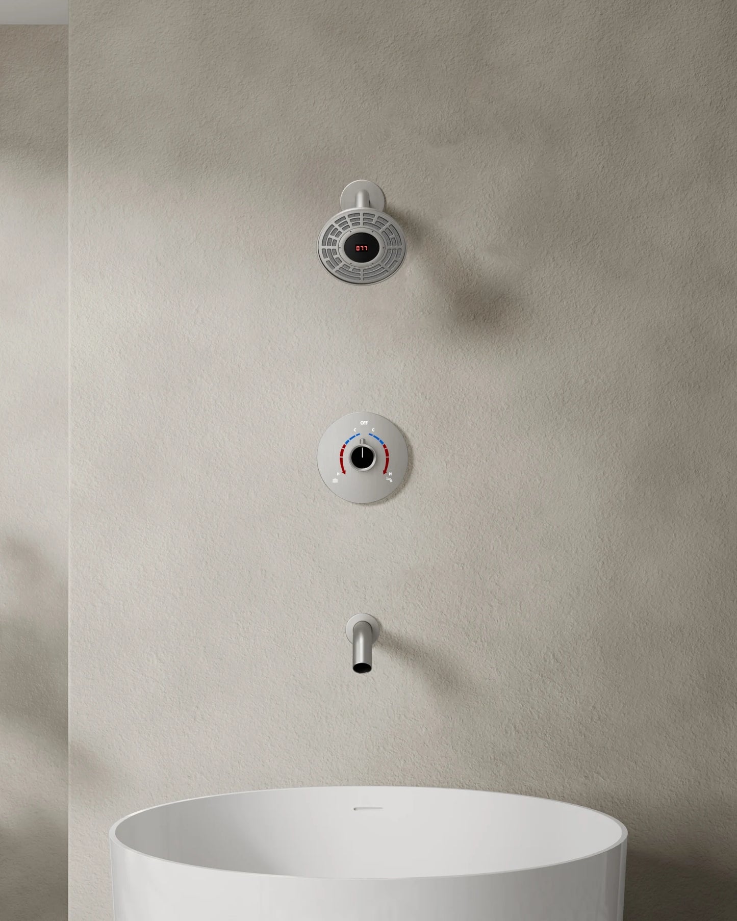 EVERSTEIN LED Light Shower Head System Shower Faucet Set with Brass Balanced Valve Wall Mount Tub Faucet