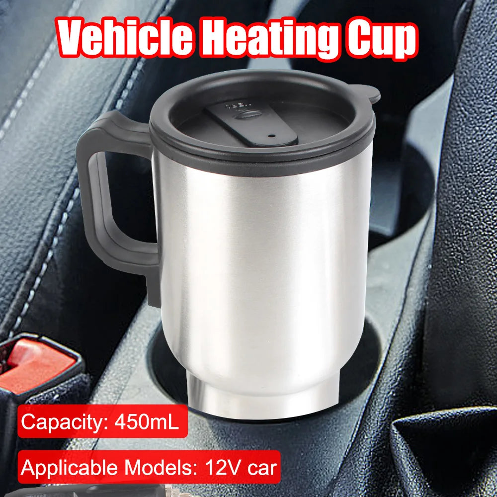 12V 450ml Electric Heating Car Kettle , Stainless Steel Vehicle Heating Cup