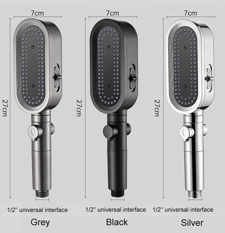 High Pressure Shower Head 3 Modes Adjustable Spray with Massage Brush Filter