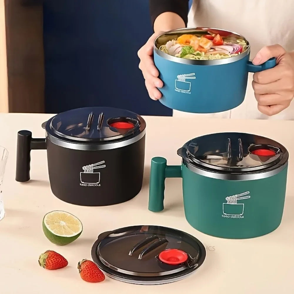Ramen Bowl, Lunch Container,1000ml Large Thai Soup Bowls, Tableware with Phone Stand