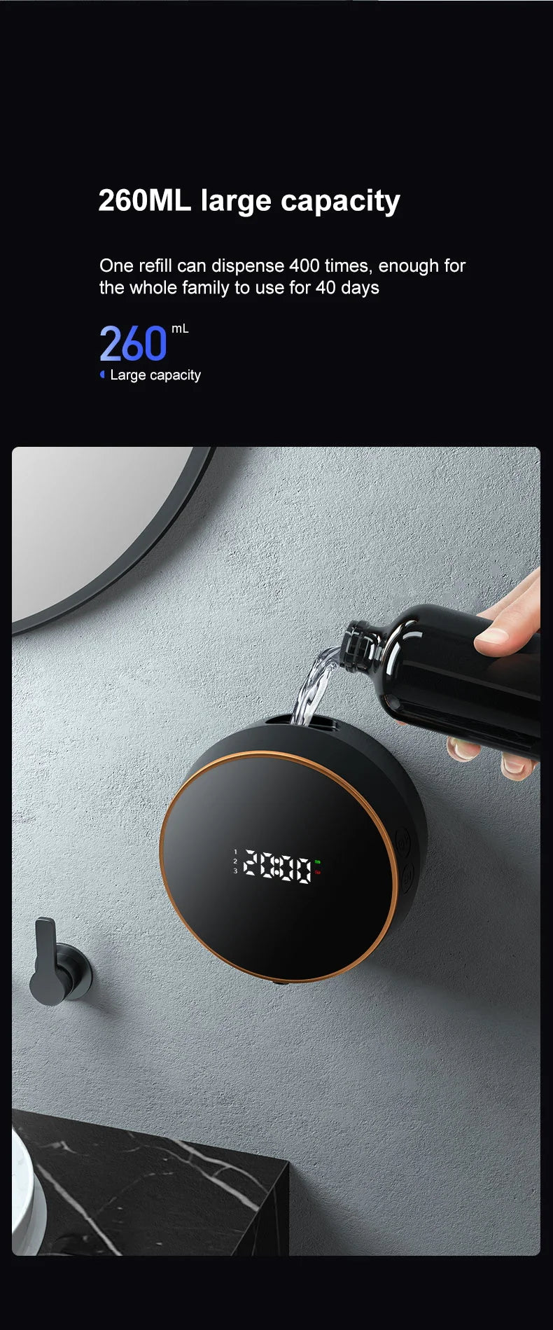 Touchless Automatic Sensor Soap Dispenser Foam Type-C Charging Smart Induction Hand Washer with Temperature Digital Display