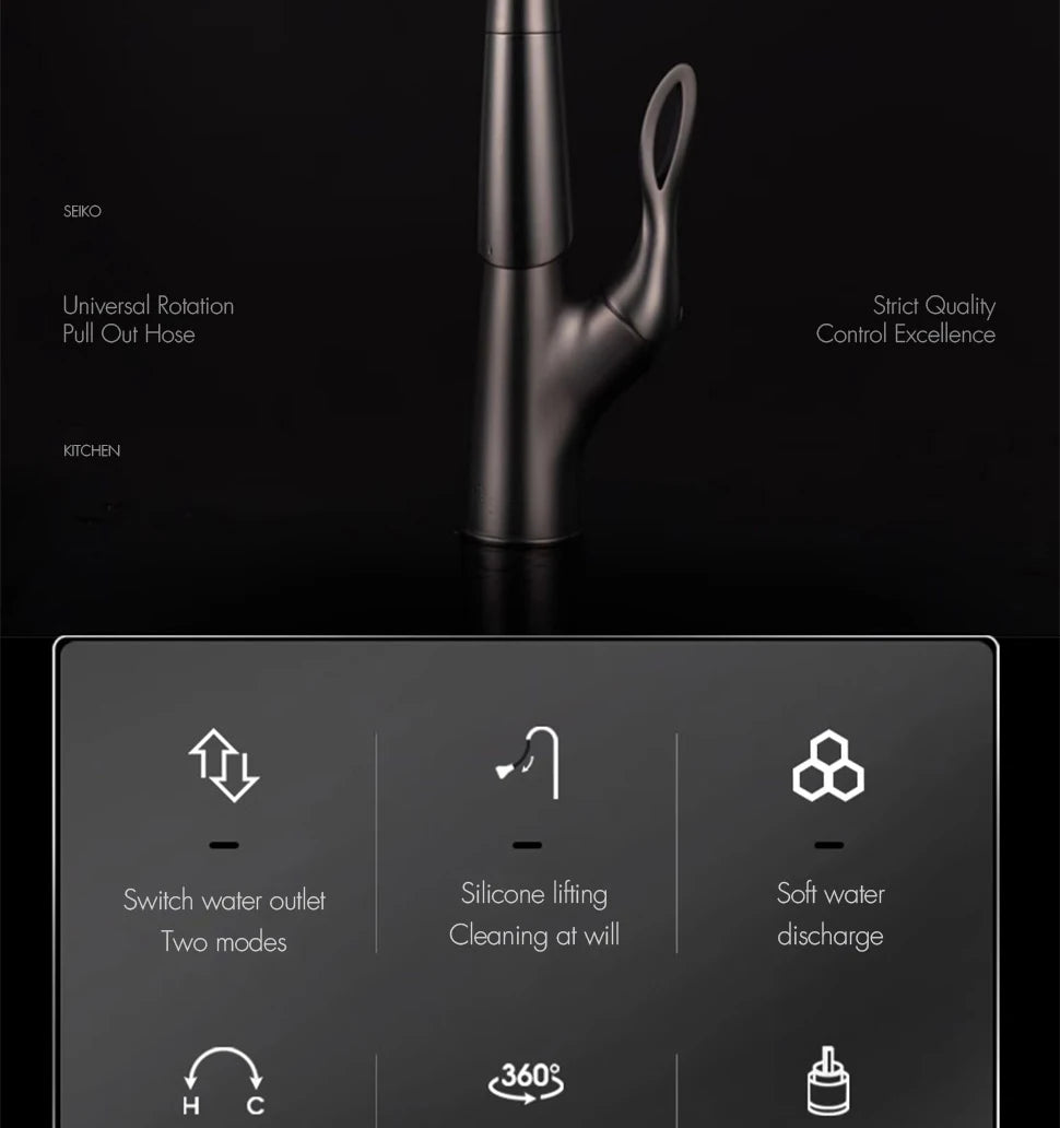 Pull Out Sensor Kitchen Faucet Single Handle Digital Display Intelligent Control