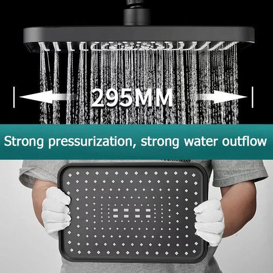 High Pressure 12 Inch Rain Shower Head Supercharged with 360°Adjustable Swivel, Large Flow