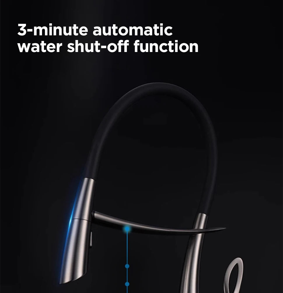 Pull Out Sensor Kitchen Faucet Single Handle Digital Display Intelligent Control
