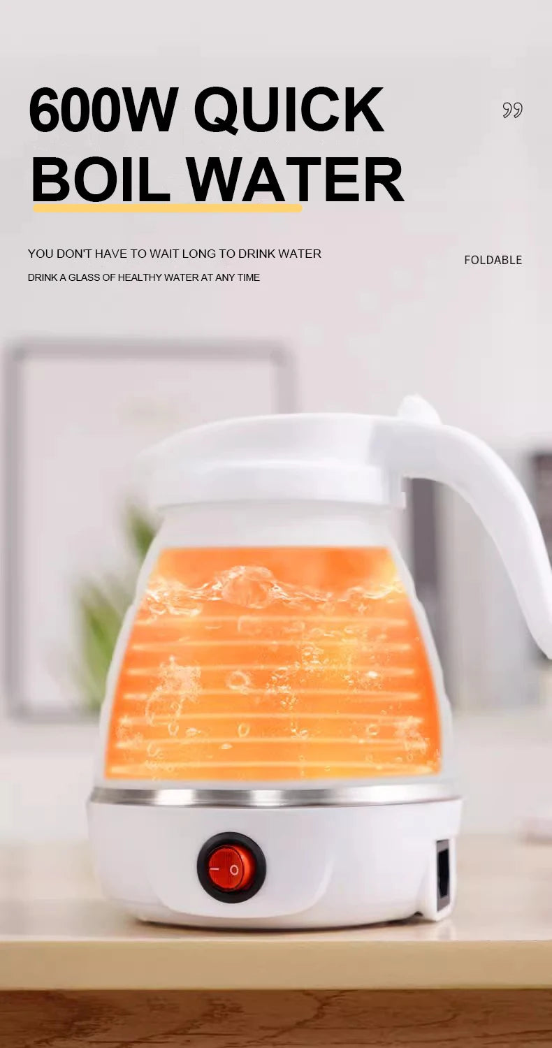0.6L Mini Folding Kettle Portable Water Heater 600W Silicone Compression Electric Kettle