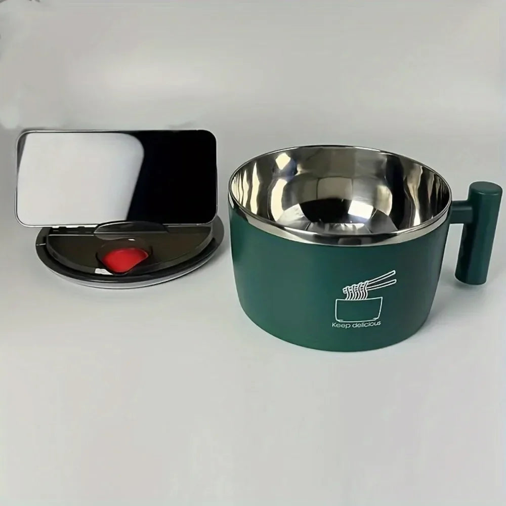 Ramen Bowl, Lunch Container,1000ml Large Thai Soup Bowls, Tableware with Phone Stand