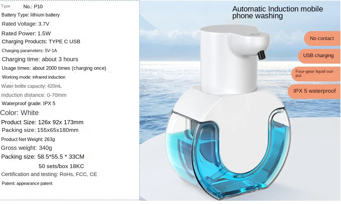 Smart Soap Dispenser 420ml Touchless Motion Sensor Washing Hand Device Wall-Mounted Liquid Soap Dispenser