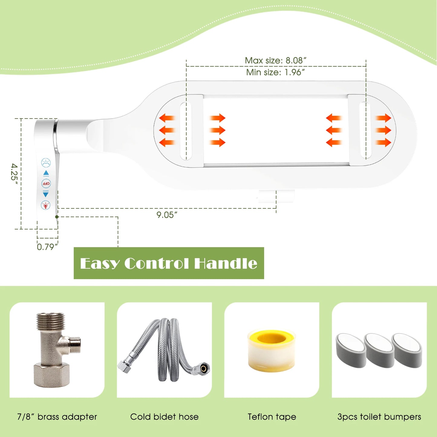Ultra-Slim Bidet Attachment, Posterior&Feminine Wash-(Retractable Dual Nozzles), Non-Electric Bidet Attachment for Toilet Seat