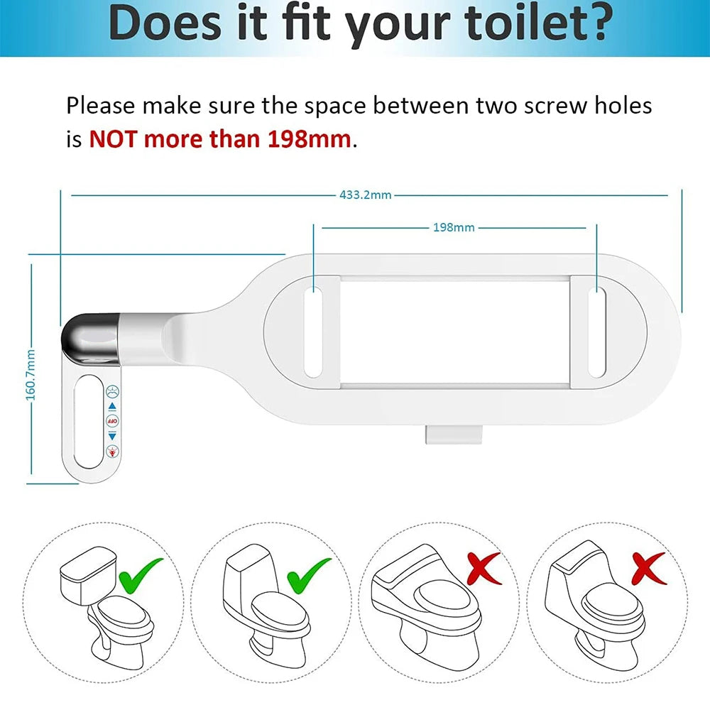 Bidet Toilet Seat Attachment Dual Nozzle Bidet Adjustable Water Pressure Non-Electric
