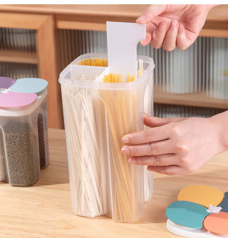 Kitchen Cereals Storage Box Plastic 4 grids ,Food Container Moisture-proof