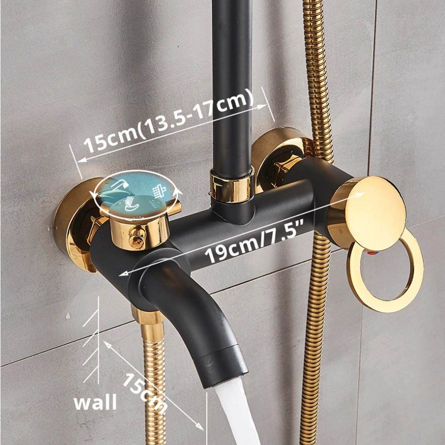 Black Shower Set Faucet Rainwater Manual System High-Quality