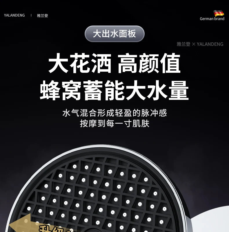15CM Big Panel High Pressure Shower Head With Filter 3 Modes