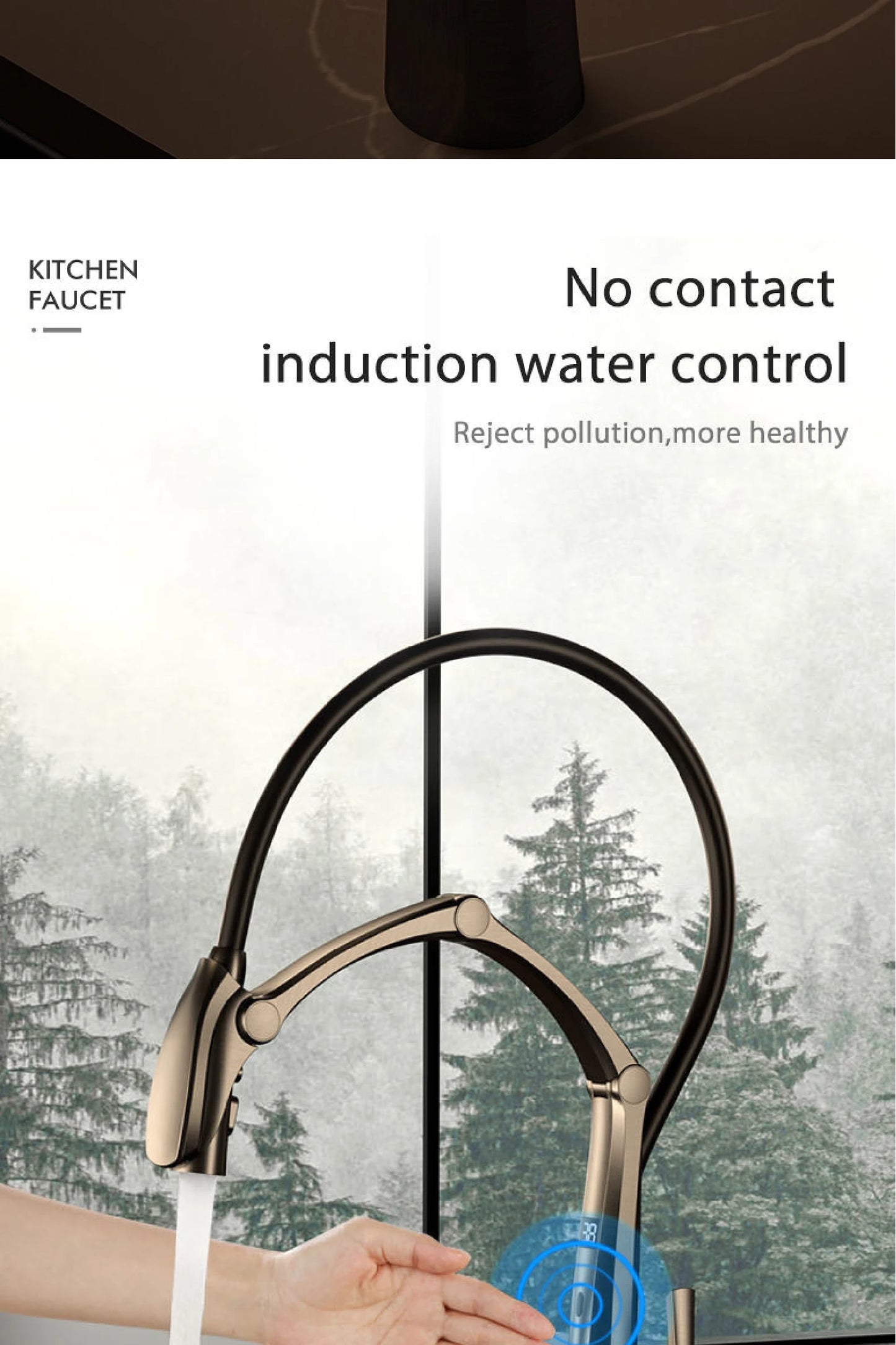 Luxury brass gun gray kitchen faucet Digital display Intelligent induction magnetic suction Pull-Out design Cold & hot sink Tap