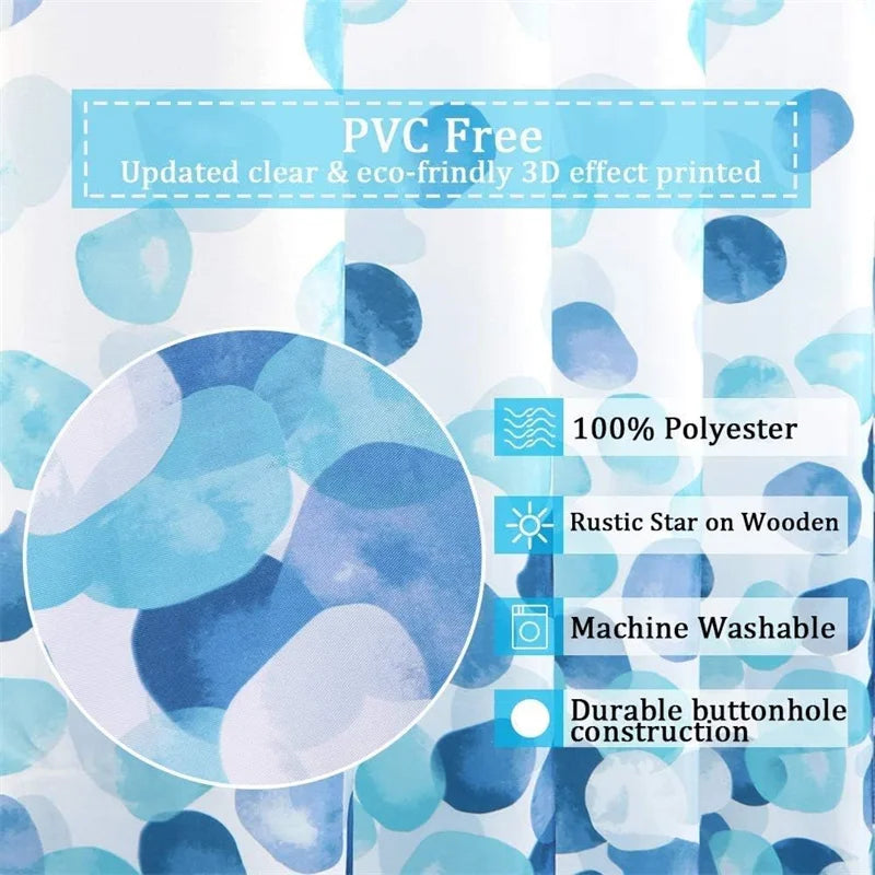 Shower Curtain Waterproof Fungus Resistant Polyester Blue Petal Shower Curtain For Bath Tub Shower Enclosure With Hooks