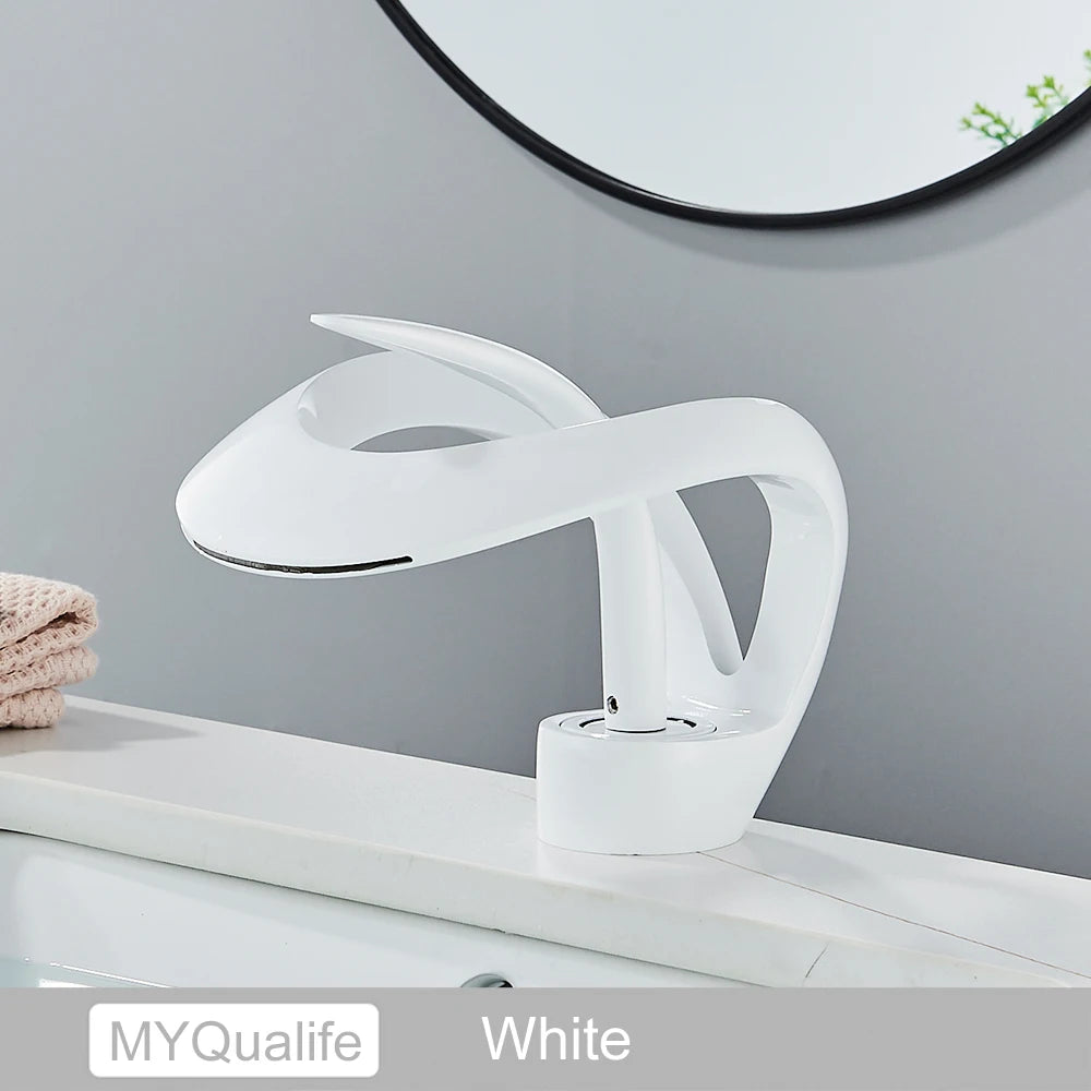 Brass New-Style Basin Faucet Bathroom Mixer Tap Hot Cold Water Deck Mounted Luxury Sink Faucet