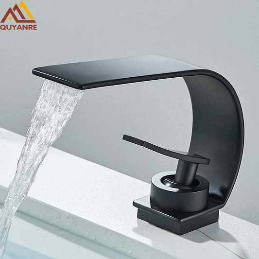 Waterfall Bathroom Sink Faucet Single Handle Basin Faucet Hot Cold Water Mixer