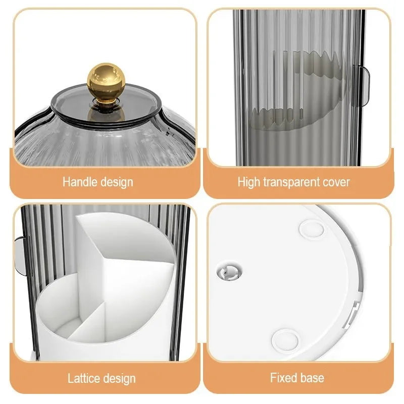 360° rotary makeup brush holder with cover Luxury cosmetics storage box