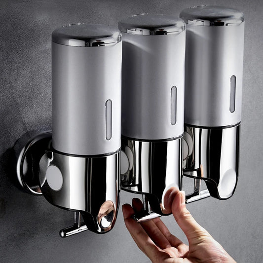 500ML Shampoo Soap Liquid Dispenser Single/Double/Triple Wall Mounted Square Manual Shower Shampoo Liquid Dispenser