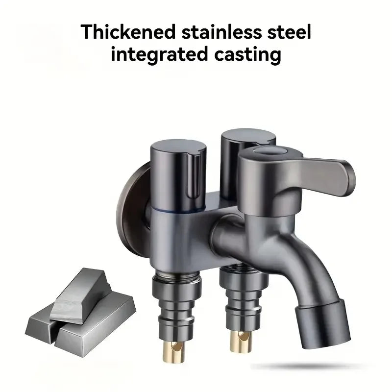 Three way stainless steel angle valve - easy to install, suitable for bathroom, washing machine