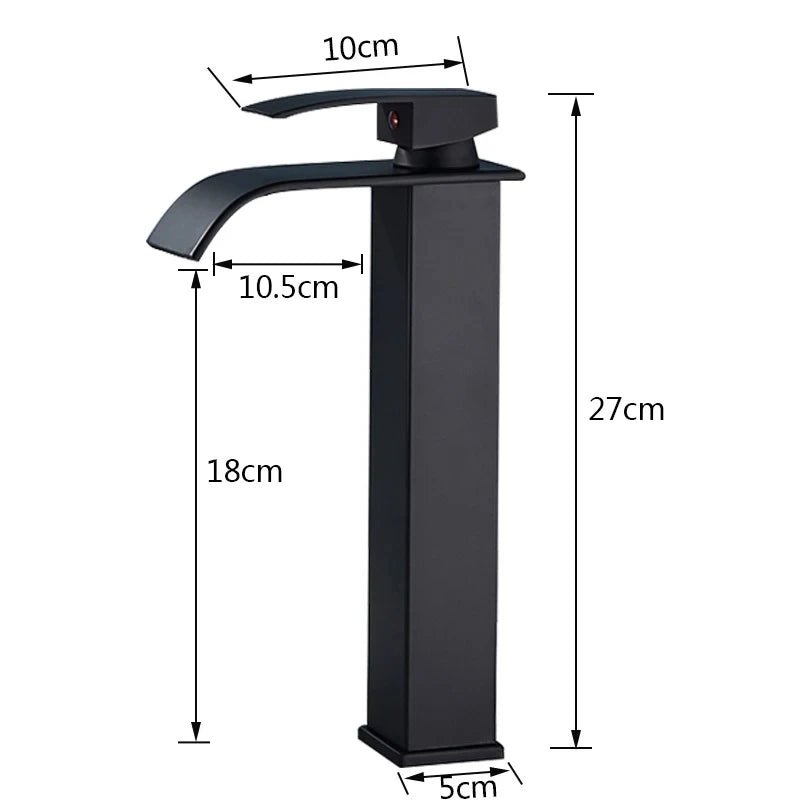 Copper core waterfall stainless steel basin faucet, hot and cold dual control faucet