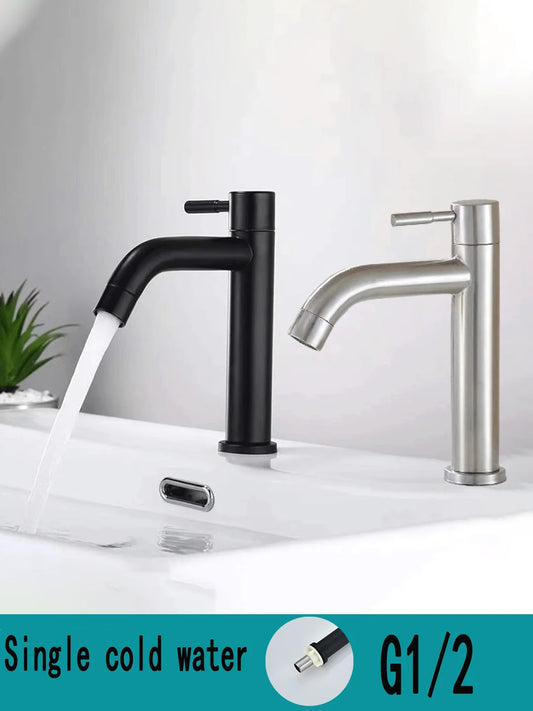cold basin faucet stainless steel  deck installation