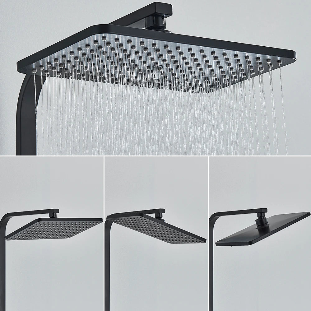 Black Golden Shower Head Rainfall , Rainfall Showerhead