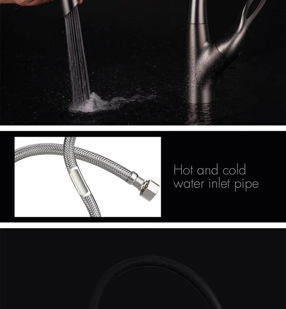 Pull Out Sensor Kitchen Faucet Single Handle Digital Display Intelligent Control