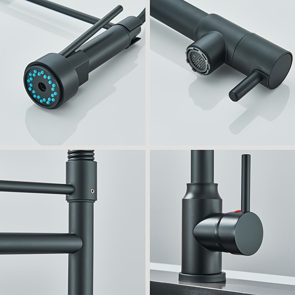 Modern High-Arc Single Handle Kitchen Faucet with Pull-Down Sprayer, 360°