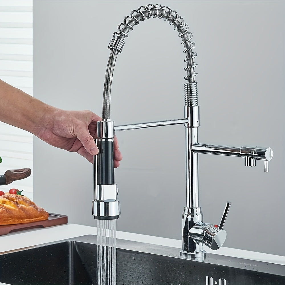 Modern High-Arc Single Handle Kitchen Faucet with Pull-Down Sprayer, 360°